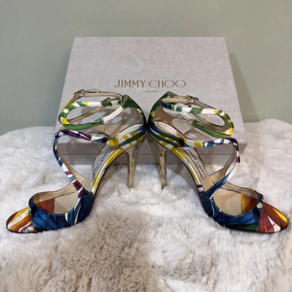 Jimmy Choo Multicolor Lang Strappy Heels - Picture 9 of 12